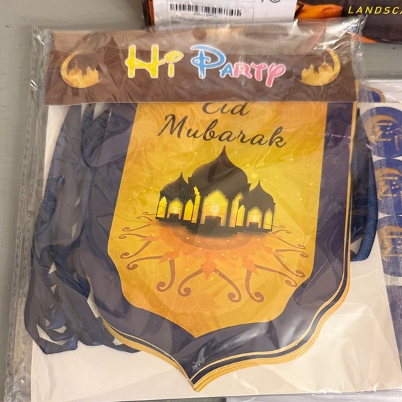 Ramadan Eid Decorations Set Crescent Moon Lamp with Star LED Lights Cards Banner - Picture 3 of 12